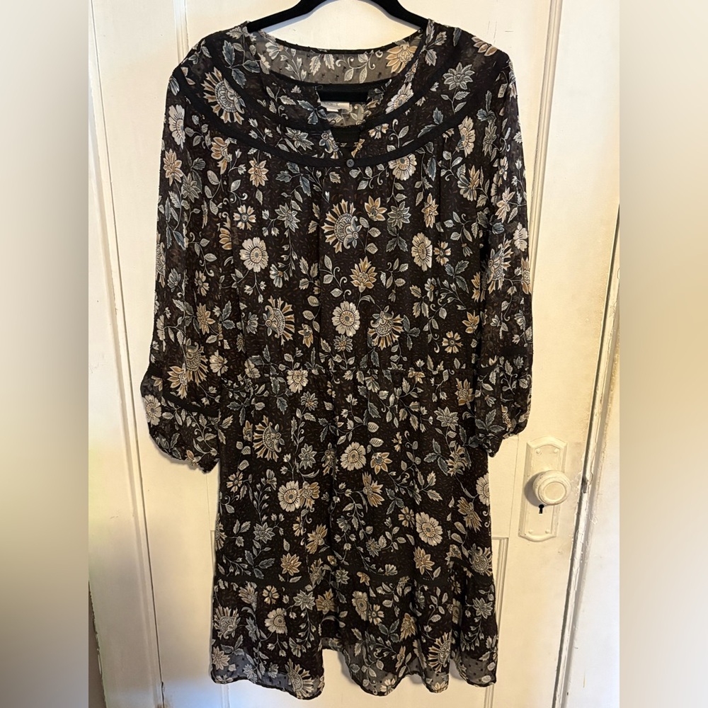 Loft Floral Black Dress